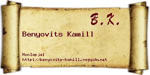 Benyovits Kamill névjegykártya